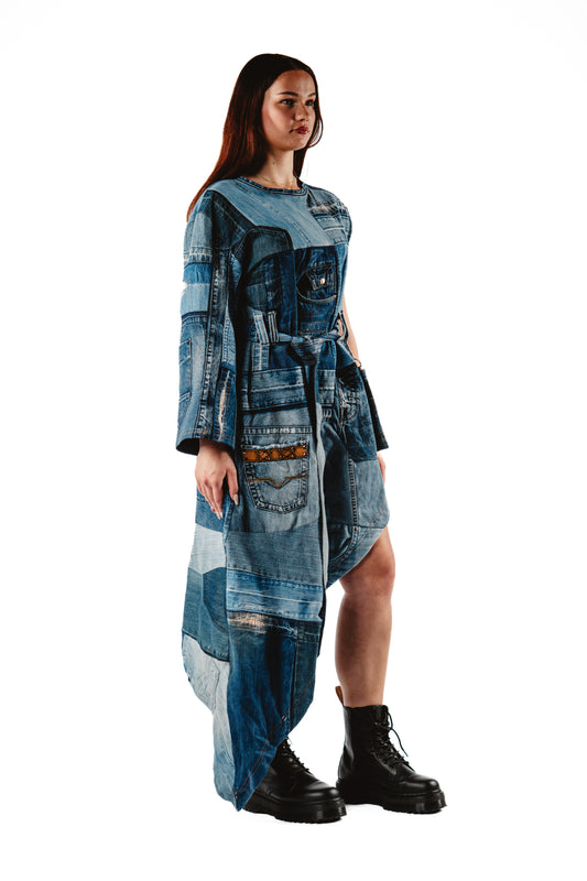 RECONSTRUCTED DENIM DRESS