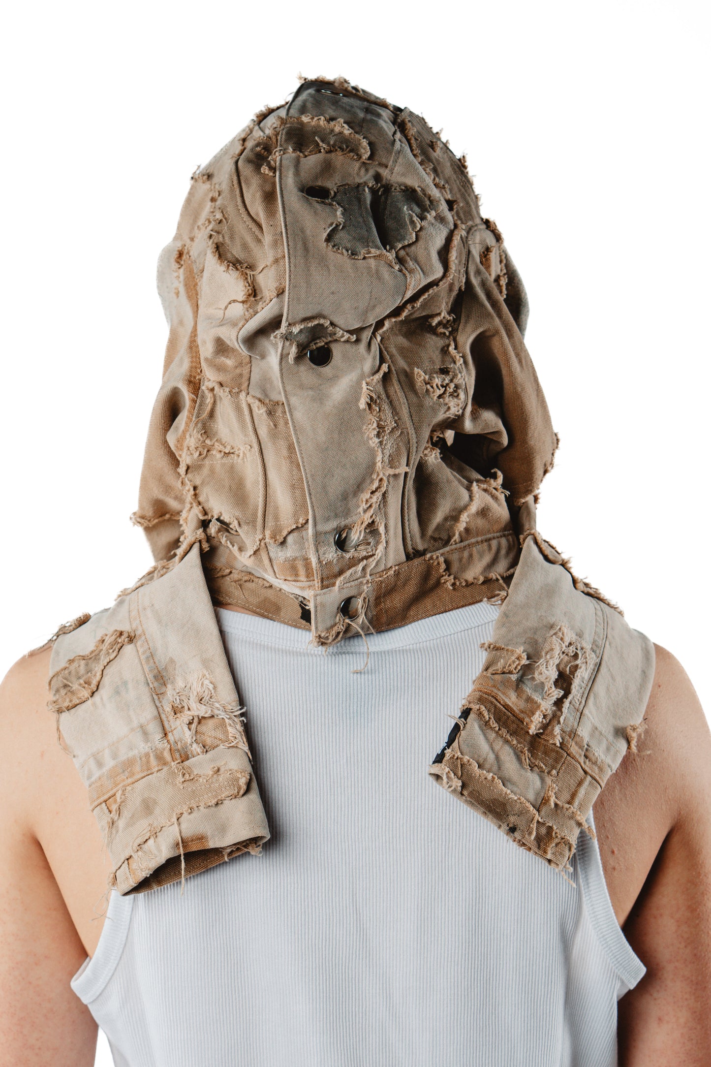 DISTRESSED LAYERED SHIRT HOOD