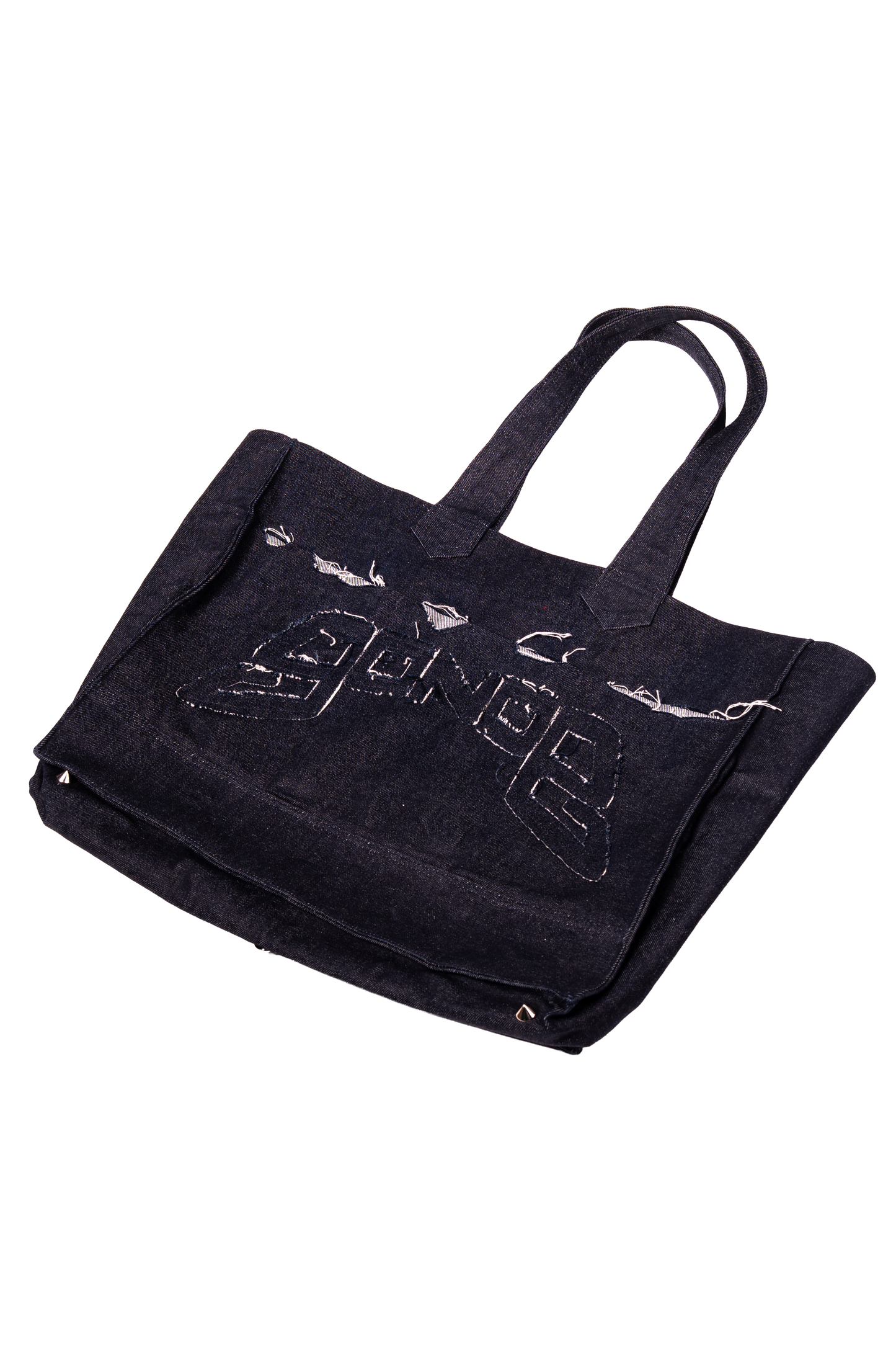 DISTRESSED LOGO INDIGO HANDBAG