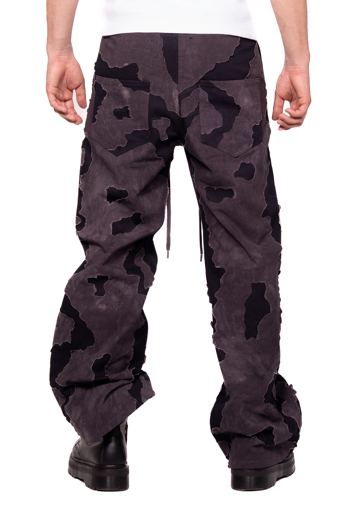 UNISEX DISTRESSED DRAWSTRING TROUSERS