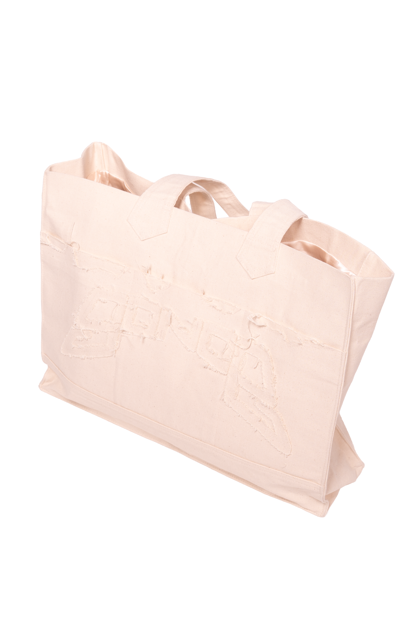 DISTRESSED LOGO RAW HANDBAG