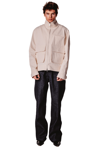 UNISEX STAND COLLAR RAW JACKET