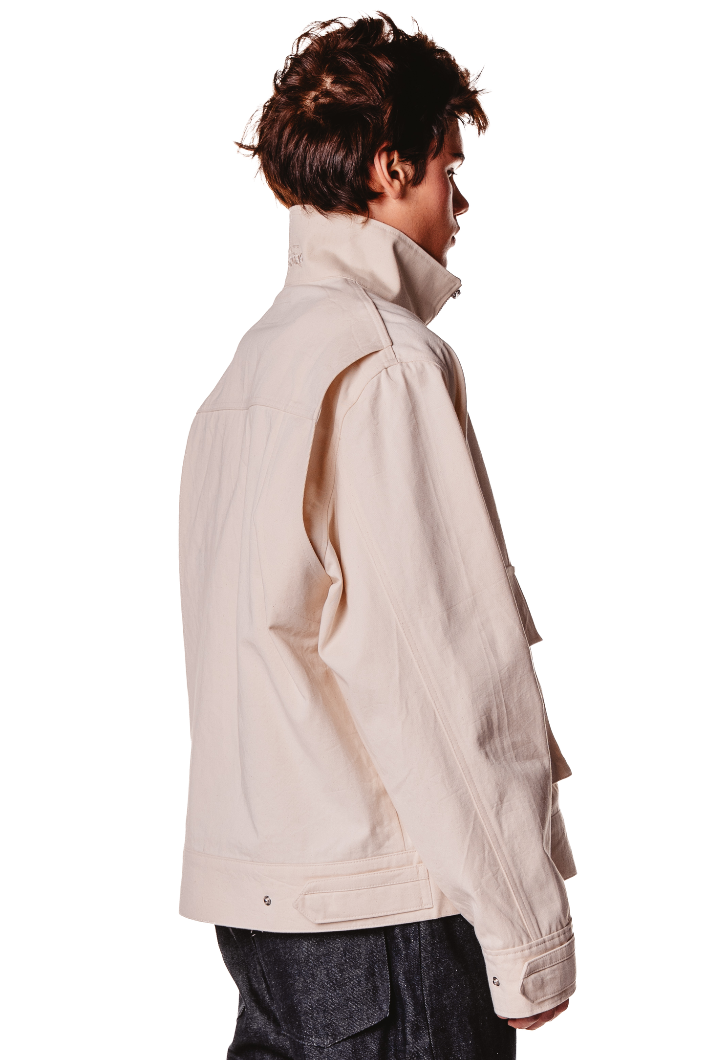 UNISEX STAND COLLAR RAW JACKET