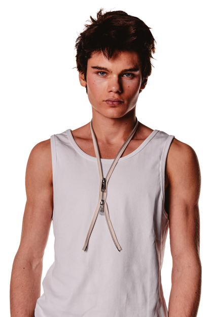 ZIPPER LOGO BEIGE NECKLACE