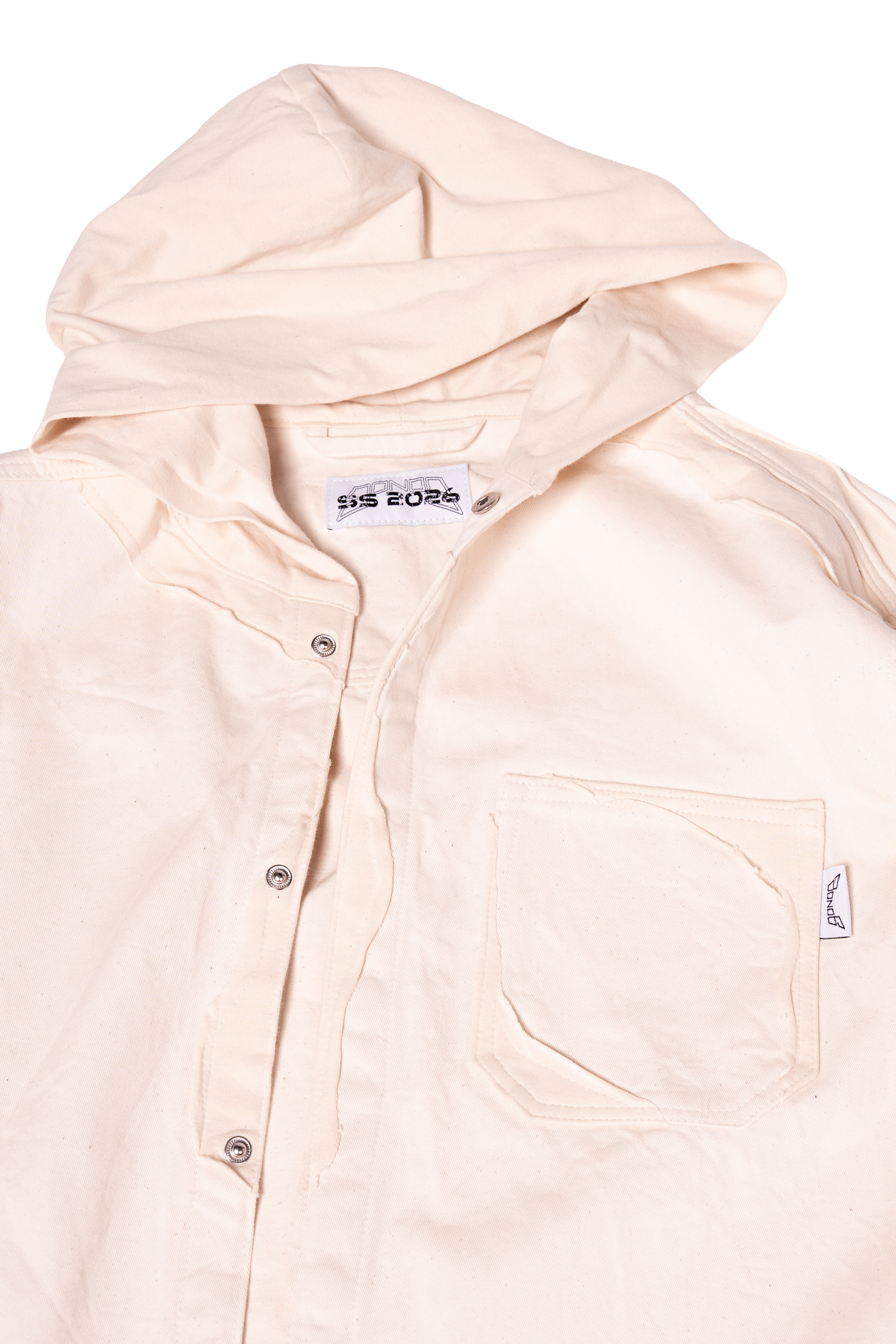 HOODED LAYERED RAW SHIRT