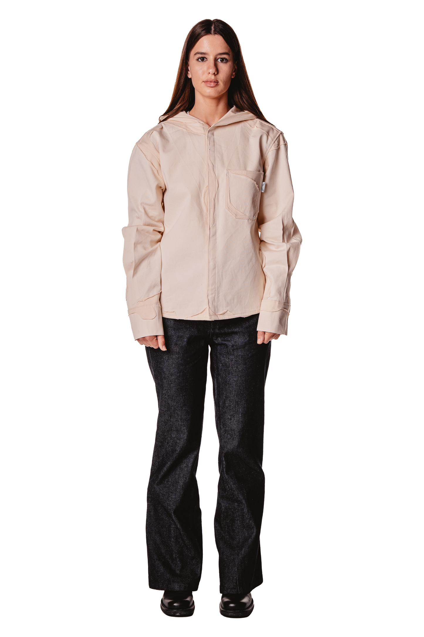 HOODED LAYERED RAW SHIRT