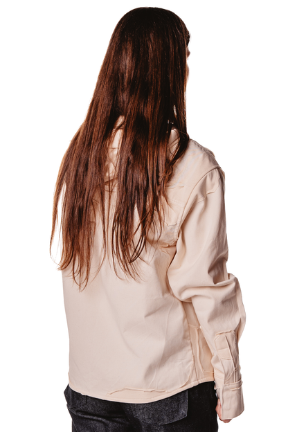 HOODED LAYERED RAW SHIRT