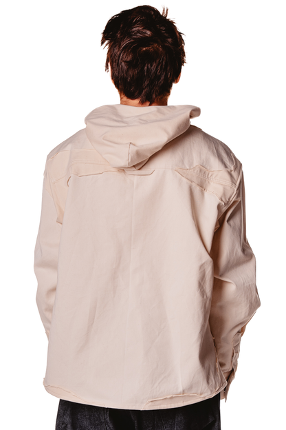 HOODED LAYERED RAW SHIRT