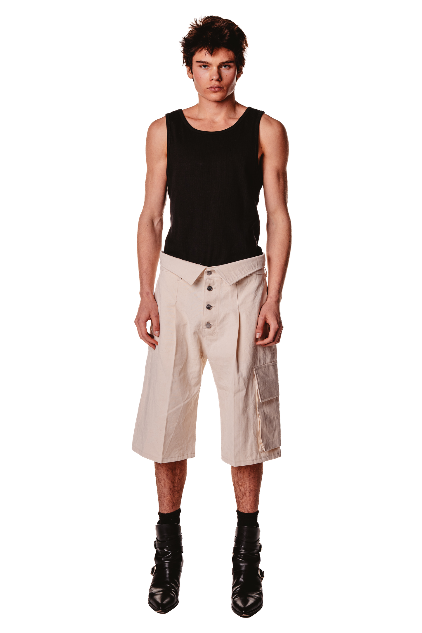 UNISEX COLLAR RAW SHORTS