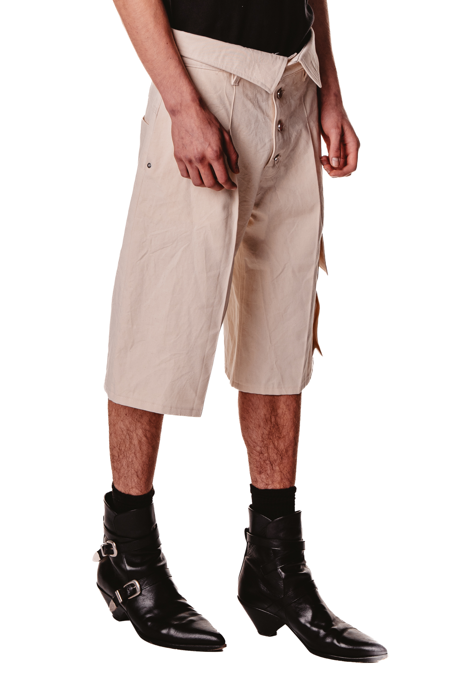 UNISEX COLLAR RAW SHORTS