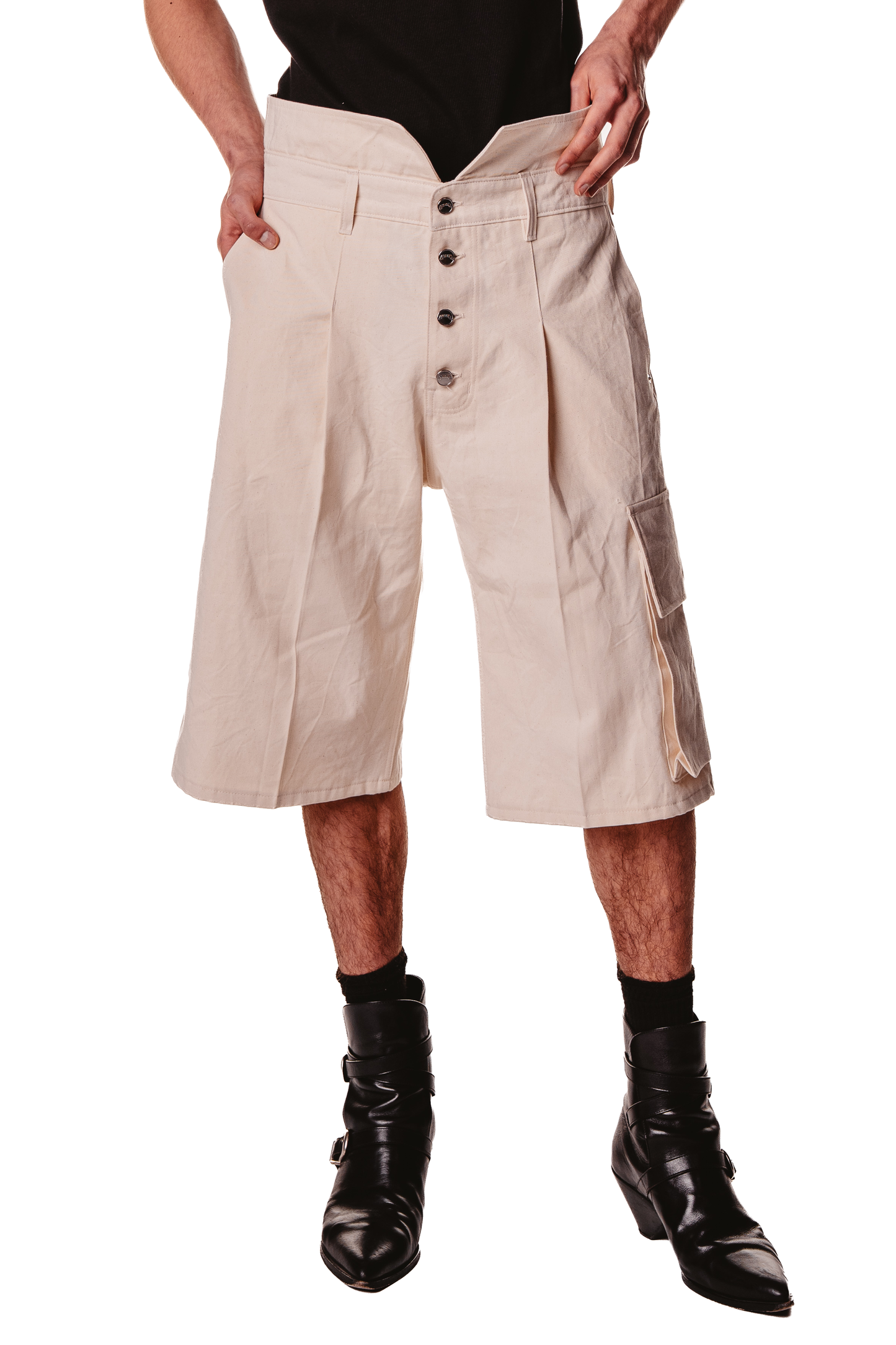 UNISEX COLLAR RAW SHORTS