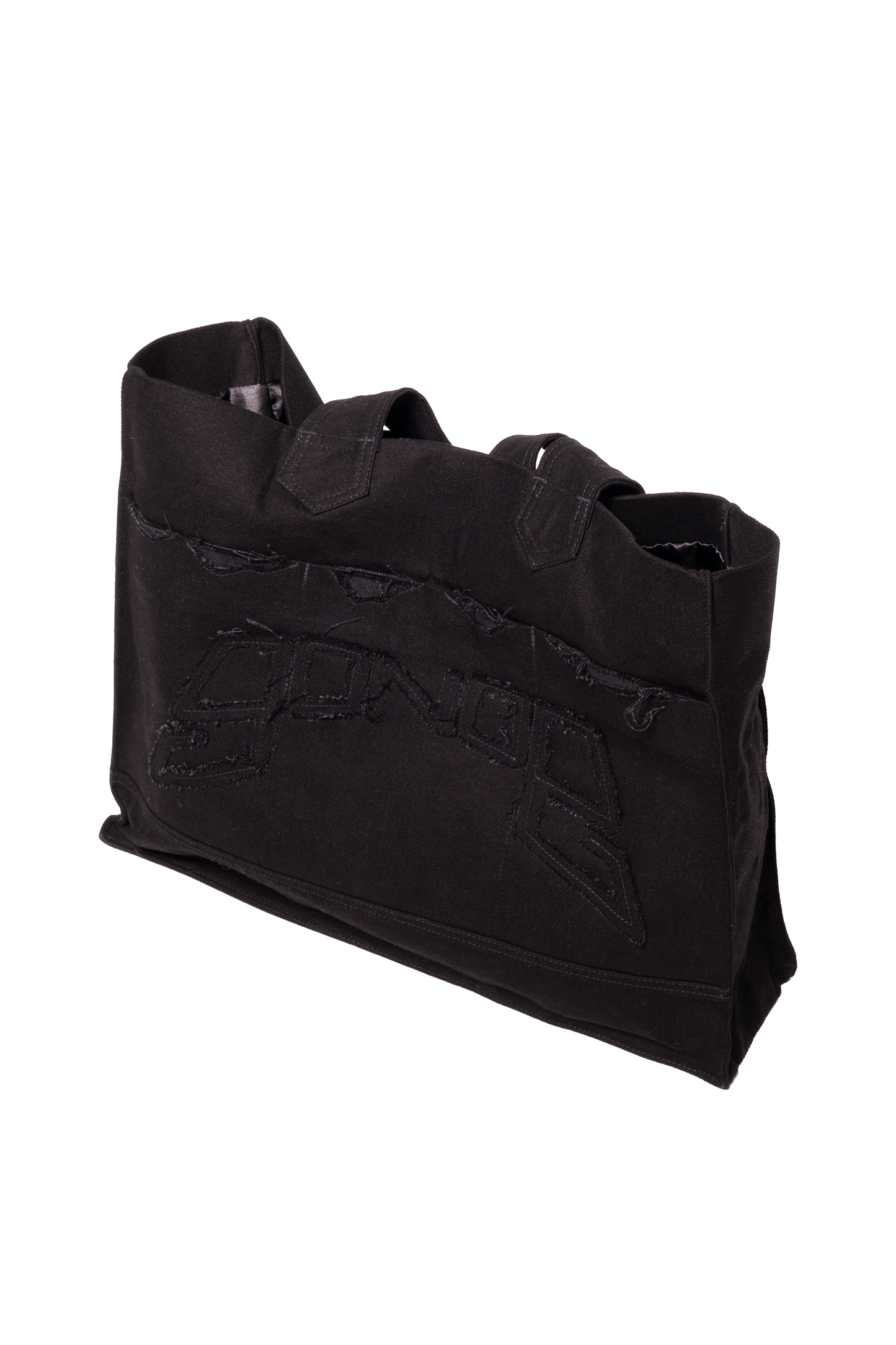 DISTRESSED LOGO BLACK HANDBAG