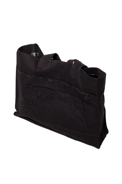 DISTRESSED LOGO BLACK HANDBAG