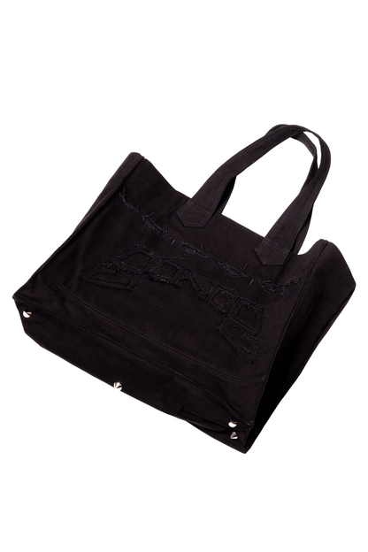 DISTRESSED LOGO BLACK HANDBAG