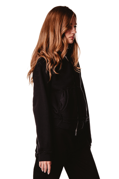 RAGLAN LOGO BLACK HOODIE