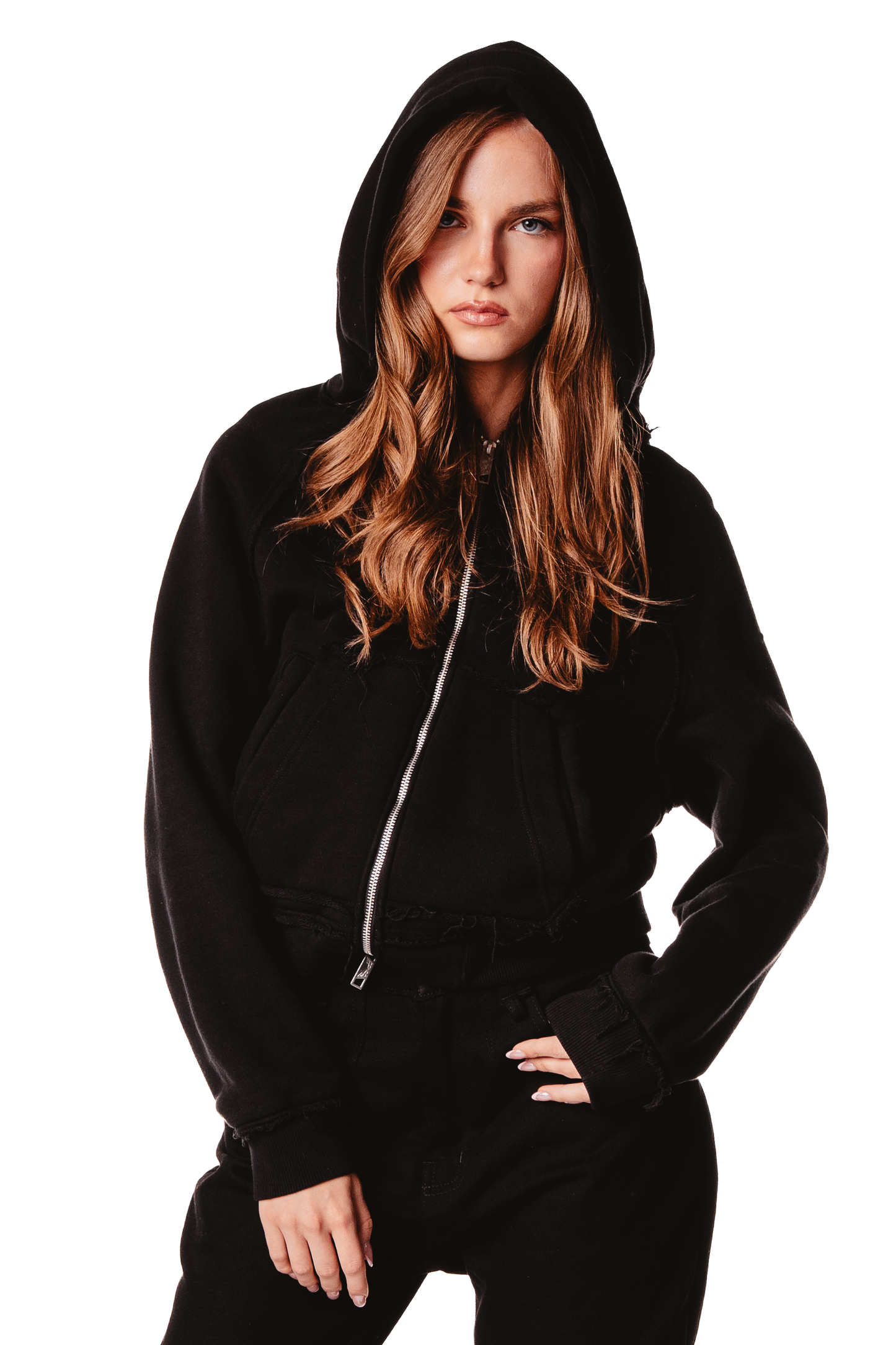 RAGLAN LOGO BLACK HOODIE