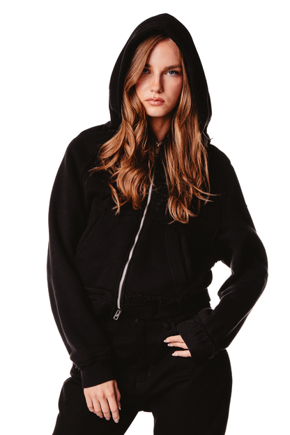 RAGLAN LOGO BLACK HOODIE
