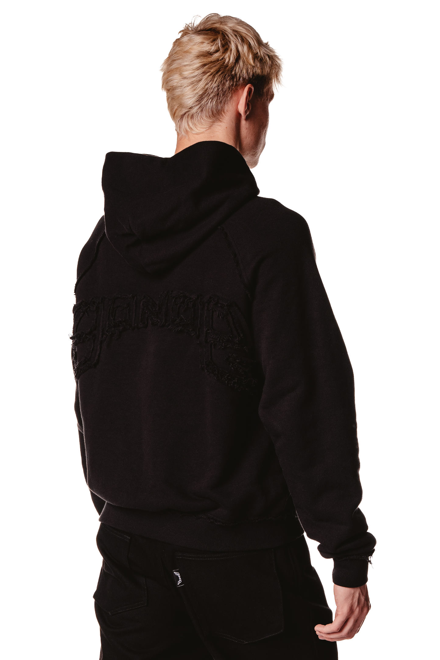 RAGLAN LOGO BLACK HOODIE