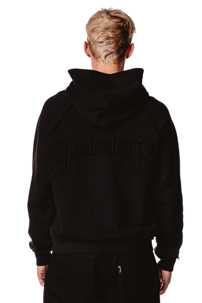 RAGLAN LOGO BLACK HOODIE