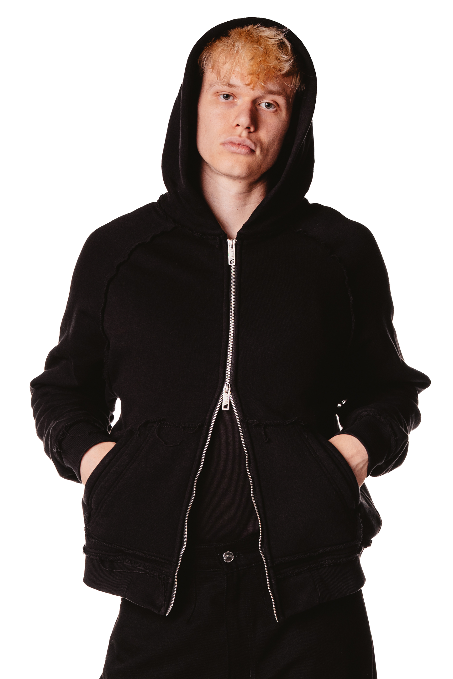 RAGLAN LOGO BLACK HOODIE