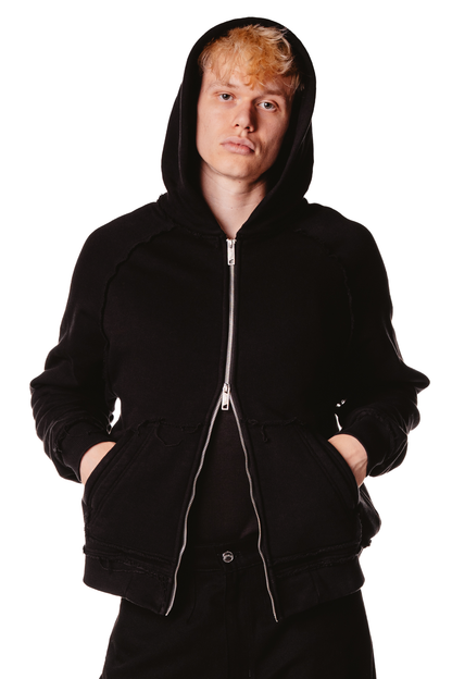 RAGLAN LOGO BLACK HOODIE