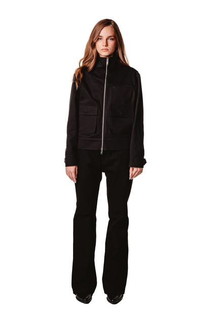 UNISEX STAND COLLAR BLACK JACKET