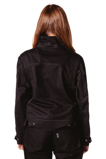 UNISEX STAND COLLAR BLACK JACKET