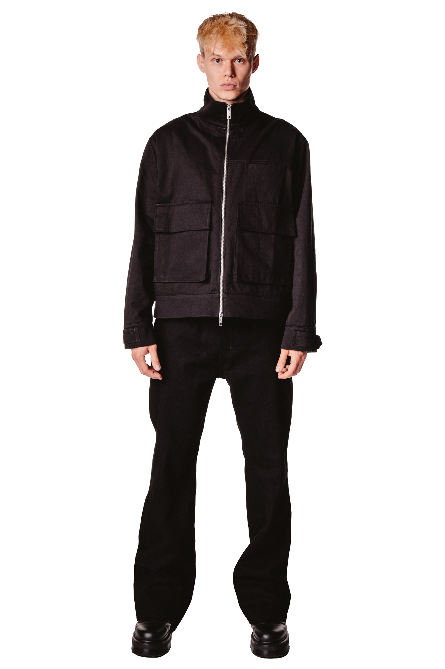 UNISEX STAND COLLAR BLACK JACKET
