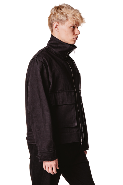 UNISEX STAND COLLAR BLACK JACKET