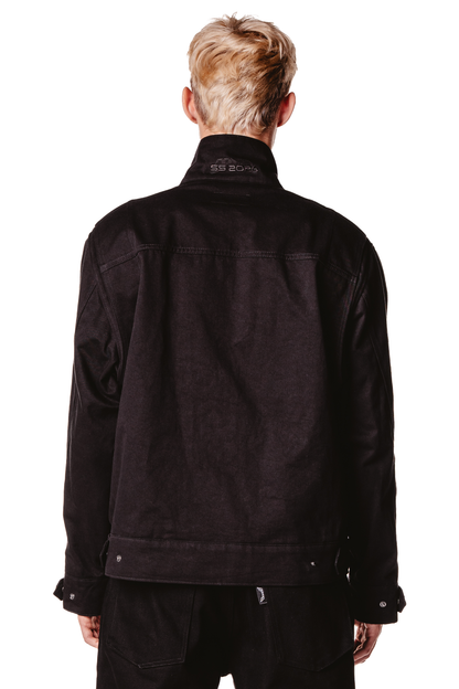 UNISEX STAND COLLAR BLACK JACKET