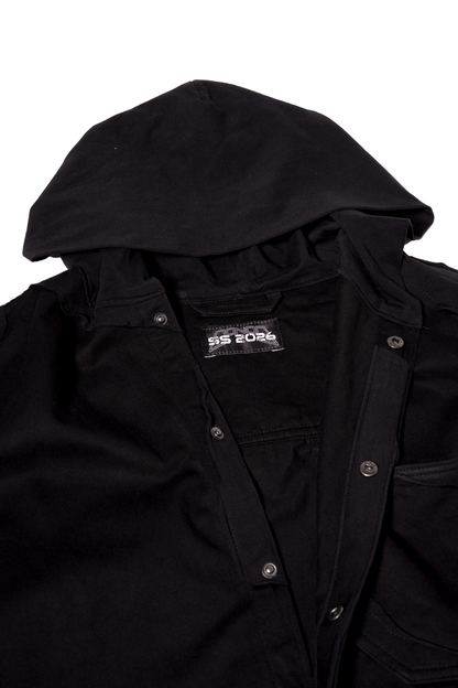 HOODED LAYERED BLACK SHIRT