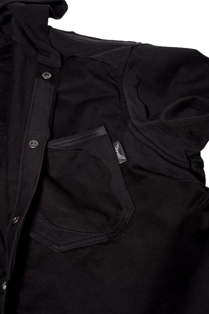 HOODED LAYERED BLACK SHIRT