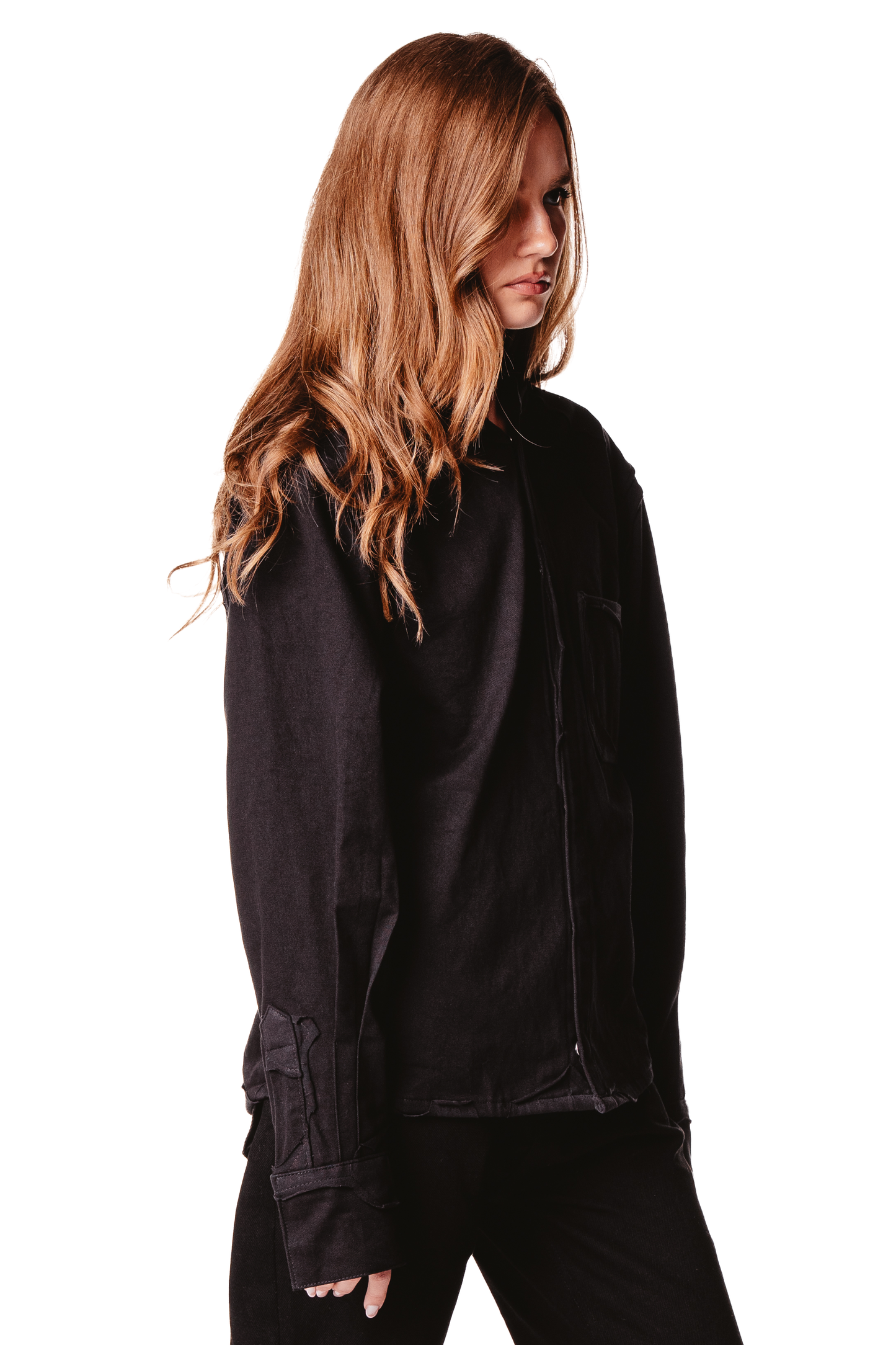 HOODED LAYERED BLACK SHIRT