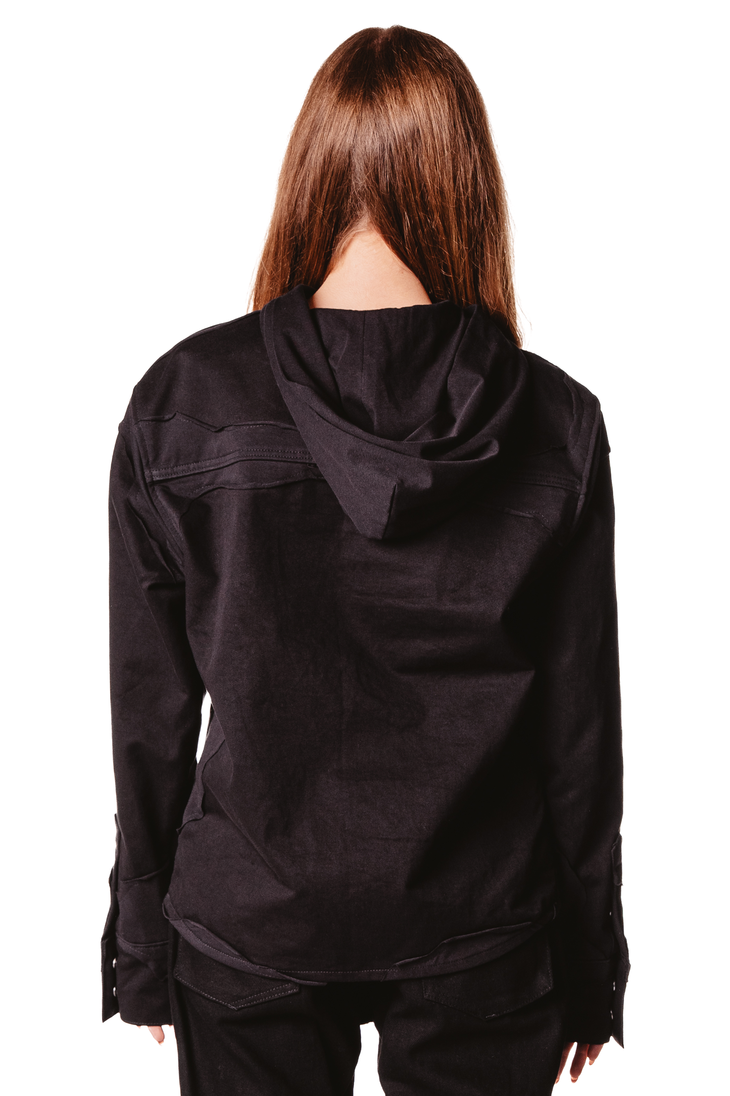 HOODED LAYERED BLACK SHIRT