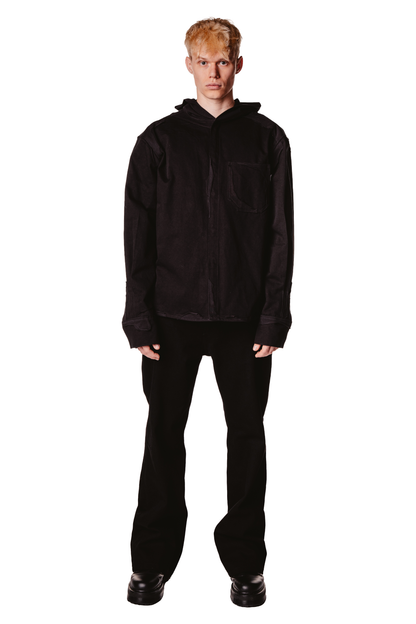 HOODED LAYERED BLACK SHIRT