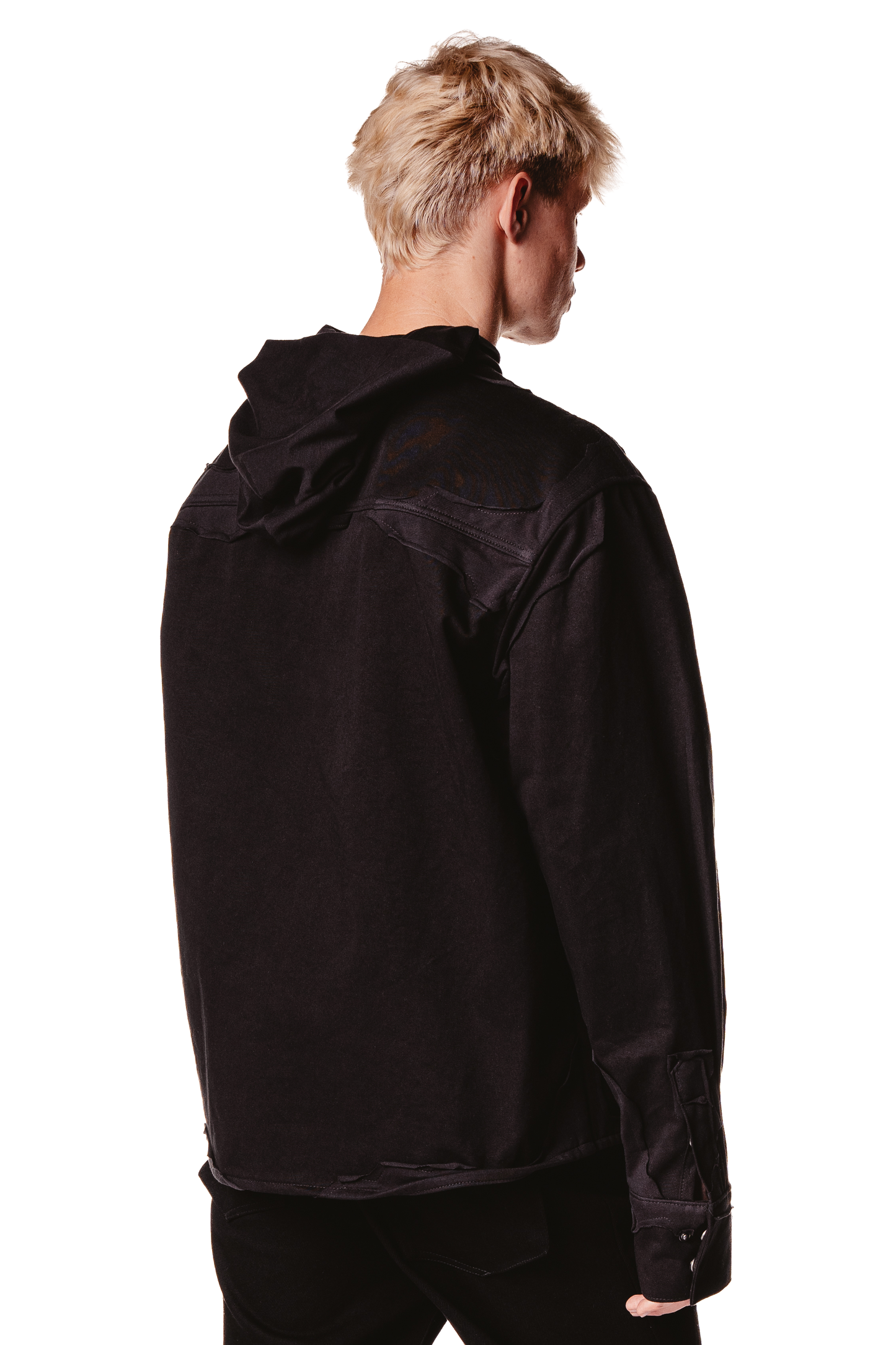 HOODED LAYERED BLACK SHIRT