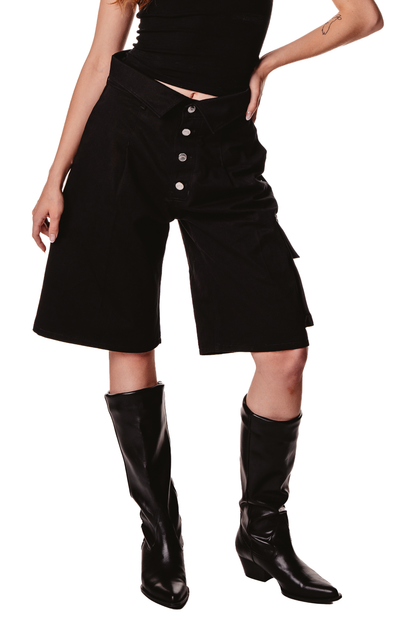 UNISEX COLLAR BLACK SHORTS