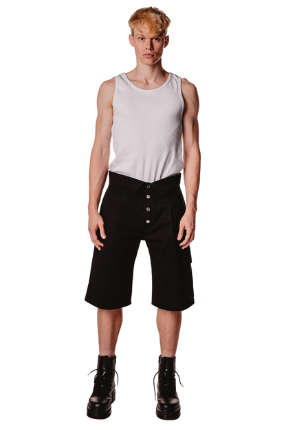 UNISEX COLLAR BLACK SHORTS
