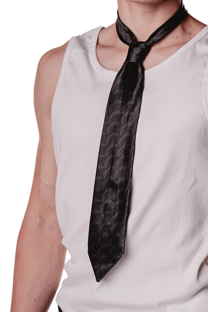 MONOGRAM PRINTED BLACK TIE