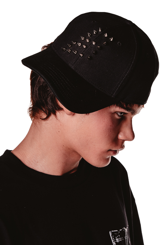 STUDDED BLACK CAP