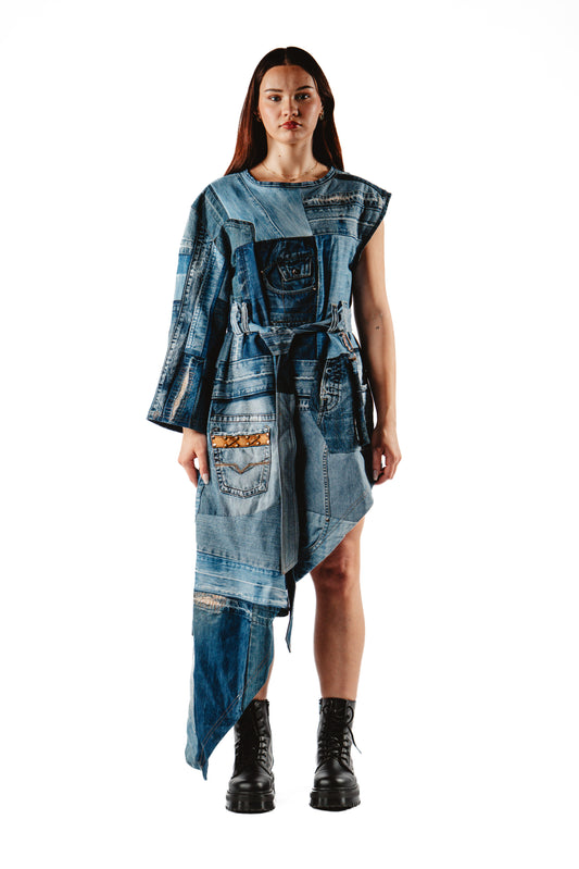 RECONSTRUCTED DENIM DRESS