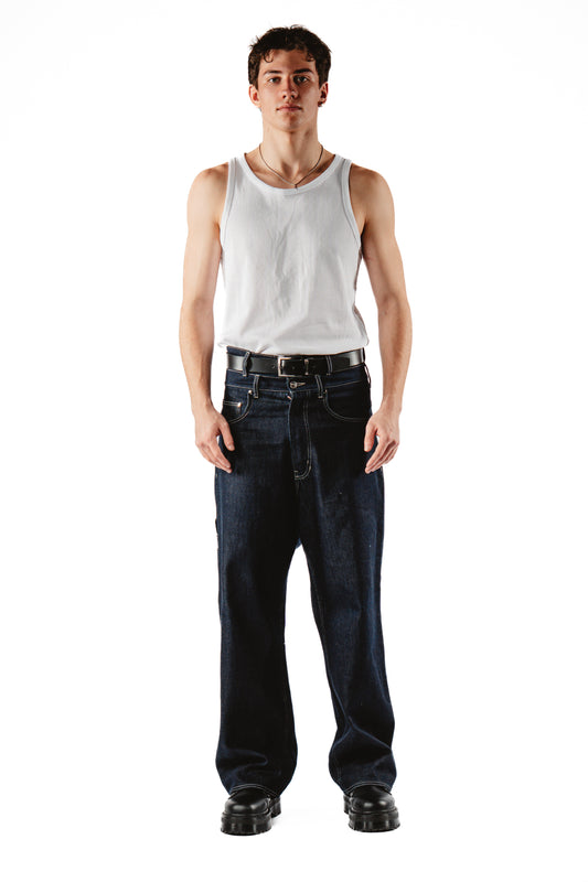 UNISEX DOUBLE WAIST DENIM JEANS