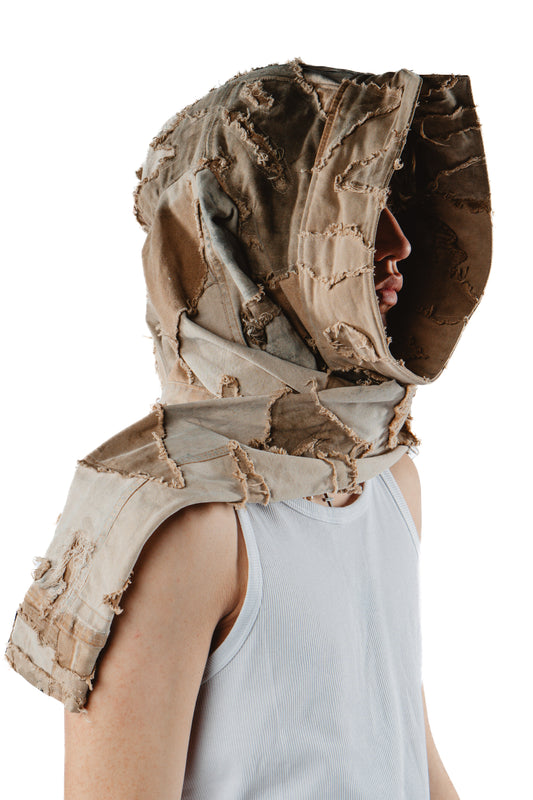 DISTRESSED LAYERED SHIRT HOOD