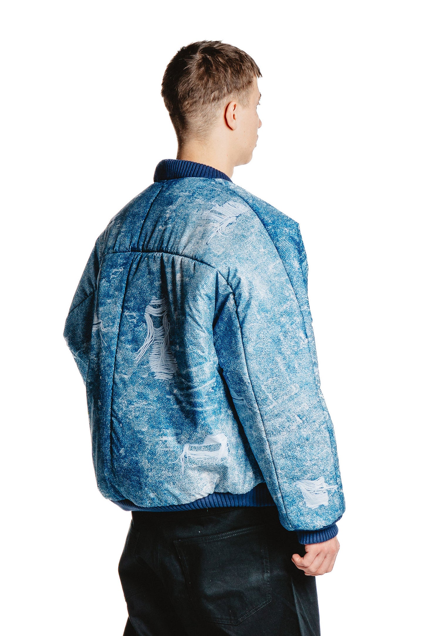 UNISEX DENIM PRINT MODRÁ BUNDA