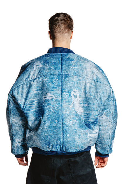 UNISEX DENIM PRINT MODRÁ BUNDA