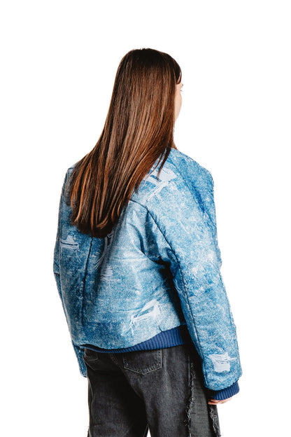 UNISEX DENIM PRINT MODRÁ BUNDA