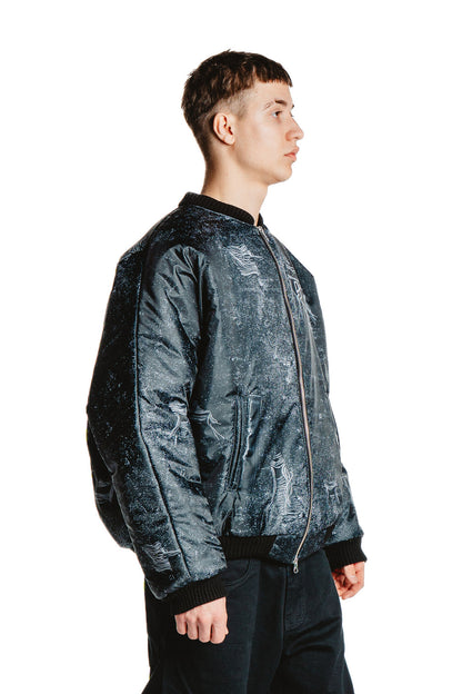 UNISEX DENIM PRINT JACKET BLACK