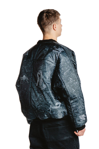 UNISEX DENIM PRINT JACKET BLACK