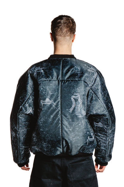 UNISEX DENIM PRINT JACKET BLACK